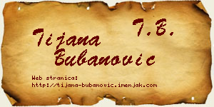 Tijana Bubanović vizit kartica